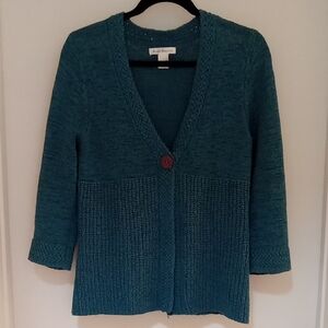 Susan Bristol Teal Cardigan Size Large